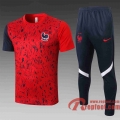 France Survetement Foot T-shirt Taches rouges/noires 20 21 TT22