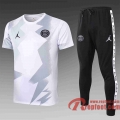 Paris PSG Survetement Foot T-shirt Jordan Blanc gris 20 21 TT27