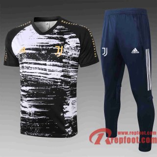 Juventus Survetement Foot T-shirt noir blanc 20 21 TT51