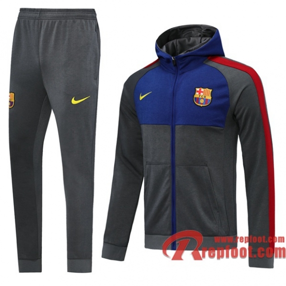 Veste A Capuche Survetement Foot FC Barcelone Gris 2019 2020