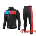 Ensemble Survetement de Foot - Veste Paris PSG Rouge Bleu Col Haut 2019 2020 Ensemble Survetement de Foot - Veste Paris PSG Rouge Bleu Col Haut 2019 2020