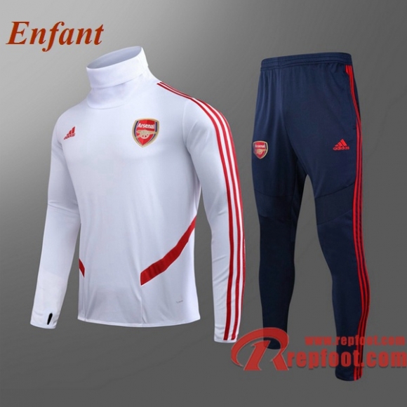 Ensemble Survetement de Foot Arsenal Enfant Blanc 2019 2020