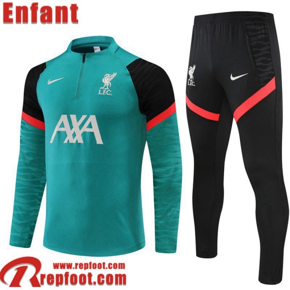 Survetement de Foot Liverpool vert Enfant 21 22 TK229  Survetement de Foot Liverpool vert Enfant 21 22 TK229
