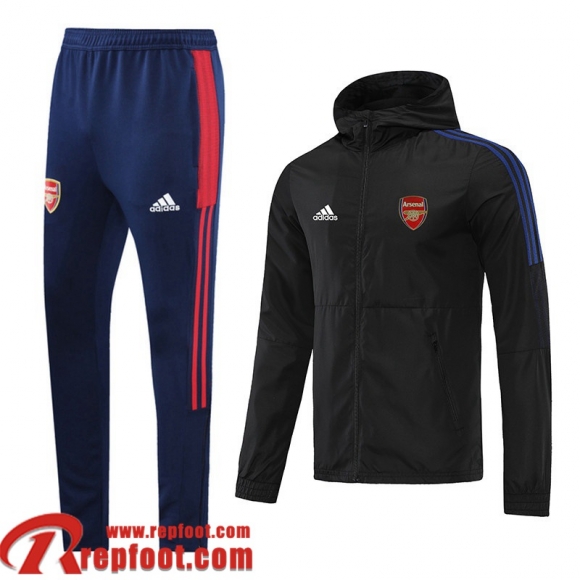 Coupe Vent - Sweat a Capuche Arsenal le noir Homme 21 22 WK55  Coupe Vent - Sweat a Capuche Arsenal le noir Homme 21 22 WK55