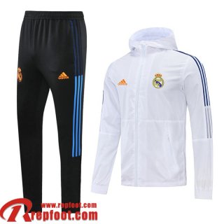 Coupe Vent - Sweat a Capuche Real Madrid blanche Homme 21 22 WK60