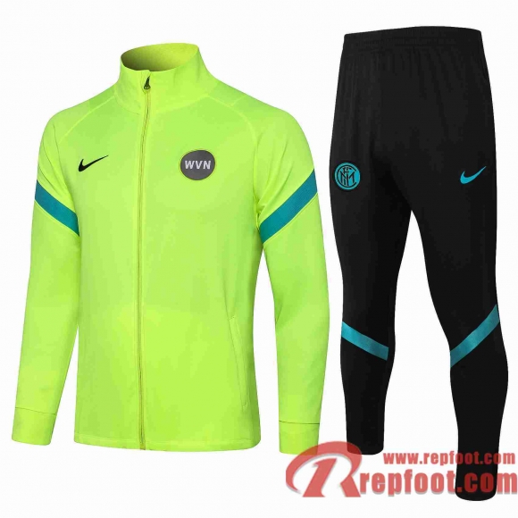 Inter milan Veste Foot Vert fluorescent 21 22 JK10