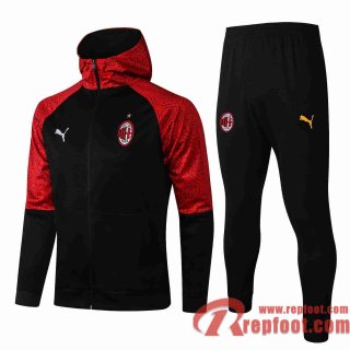 AC Milan Veste Foot Sweat a Capuche noir 21 22 JK25