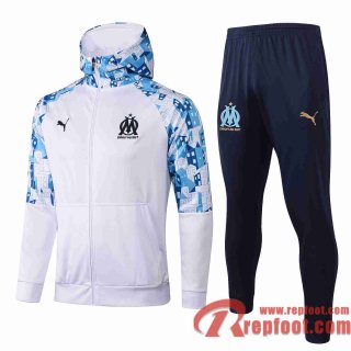 Olympique De Marseille Veste Foot Sweat a Capuche blanc 21 22 JK27