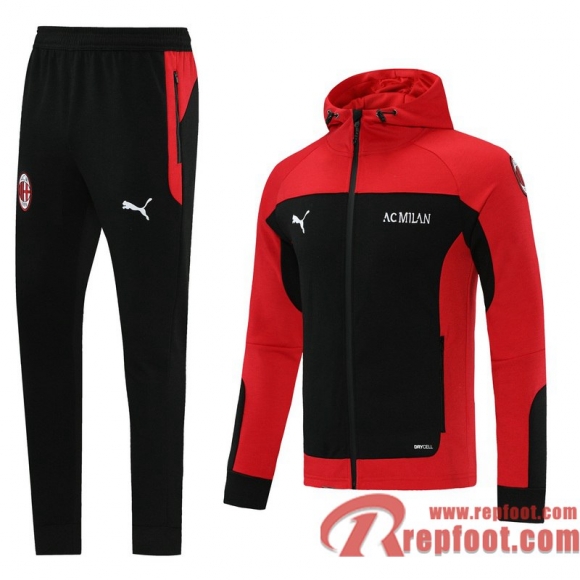 AC Milan Veste Foot Sweat a Capuche rouge 21 22 JK36