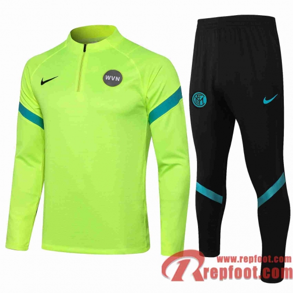 Inter milan Survetement de Foot Vert fluorescent 21 22 TG11