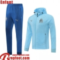 Olympique Marseille Veste Foot - Sweat A Capuche bleu ciel Enfant 22 23 TK240