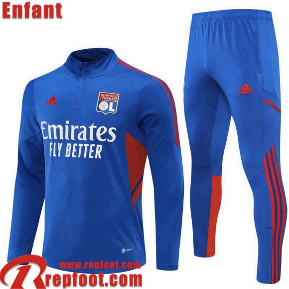 Olympique Lyon Survetement de Foot bleu Enfant 22 23 TK255 Olympique Lyon Survetement de Foot bleu Enfant 22 23 TK255