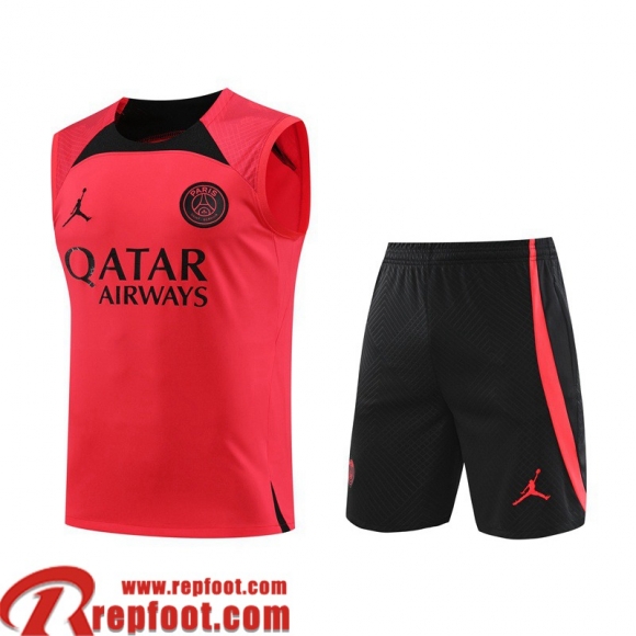 Survetement Sans manches PSG rouge Homme 2023 2024 TG808