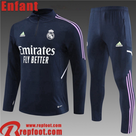 Survetement de Foot Real Madrid bleu marine Enfant 2022 2023 TK559