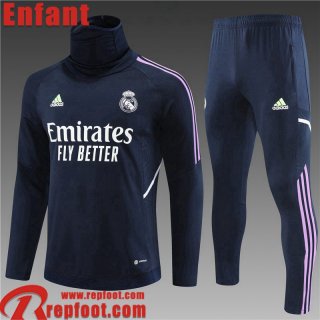 Survetement de Foot High Collar Real Madrid bleu marine Enfant 2022 2023 TK560