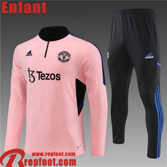 Survetement de Foot Manchester United rose Enfant 2022 2023 TK563