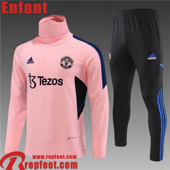 Survetement de Foot High Collar Manchester United rouge Enfant 2022 2023 TK564