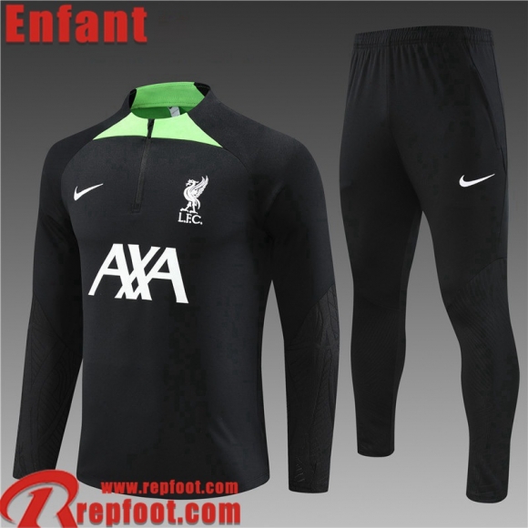 Survetement de Foot Liverpool noir Enfant 2023 2024 TK578