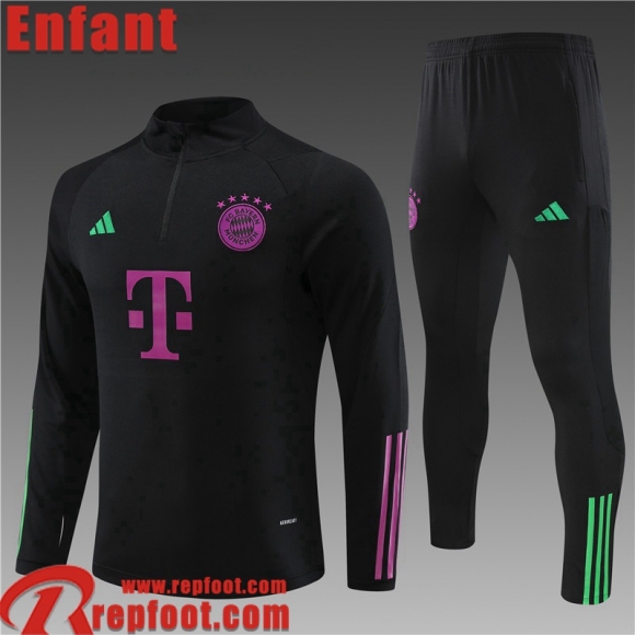 Survetement de Foot Bayern Munich noir Enfant 2023 2024 TK580  Survetement de Foot Bayern Munich noir Enfant 2023 2024 TK580