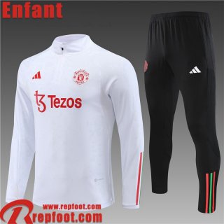 Survetement de Foot Manchester United Blanc Enfant 2023 2024 TK581