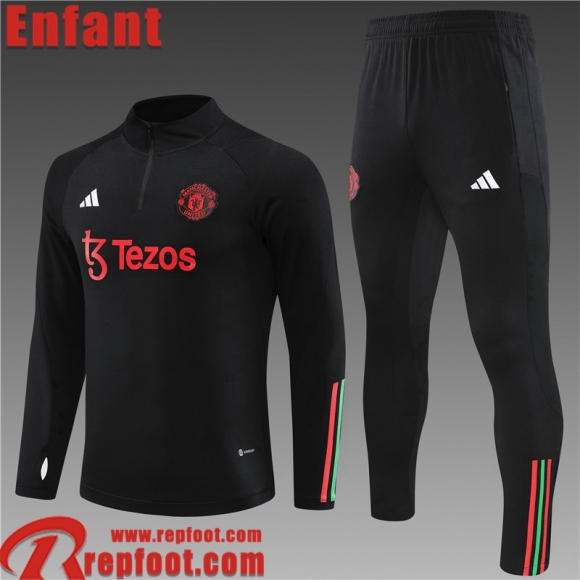 Survetement de Foot Manchester United noir Enfant 2023 2024 TK582