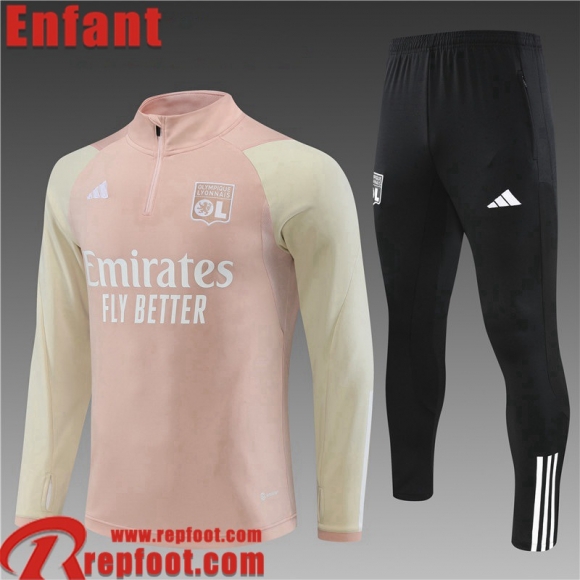 Survetement de Foot Lyon rose Enfant 2023 2024 TK585