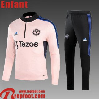 Survetement de Foot Manchester United rose Enfant 2023 2024 TK588