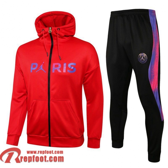 PSG Paris Veste Foot - Sweat a Capuche rouge 21-22 JK56