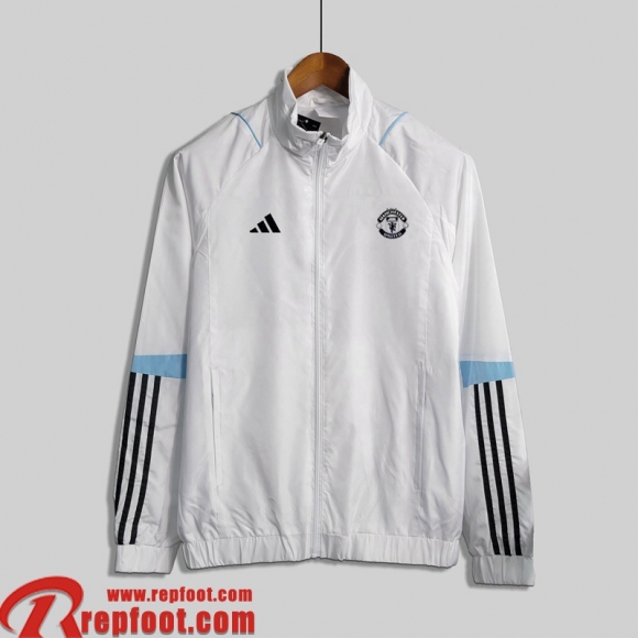 Manchester United Coupe Vent Blanc Homme 23 24 WK383  Manchester United Coupe Vent Blanc Homme 23 24 WK383