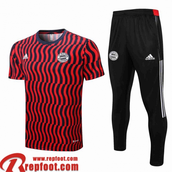 Bayern Munich T-Shirt rouge noir Homme 22 23 PL411