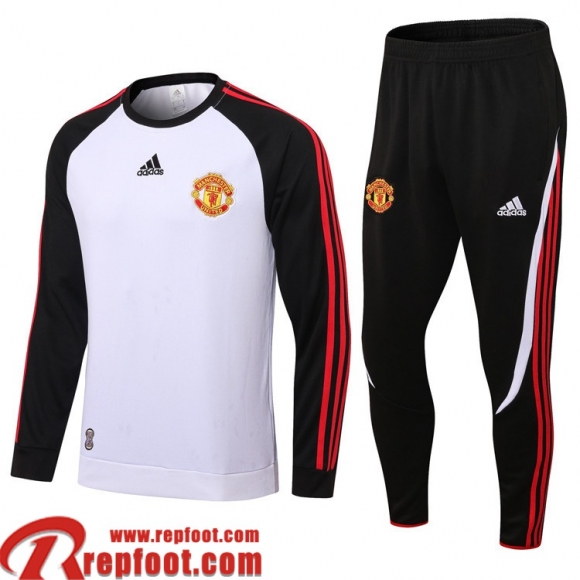 Manchester United Survetement de Foot blanc noir Homme 22 23 TG243