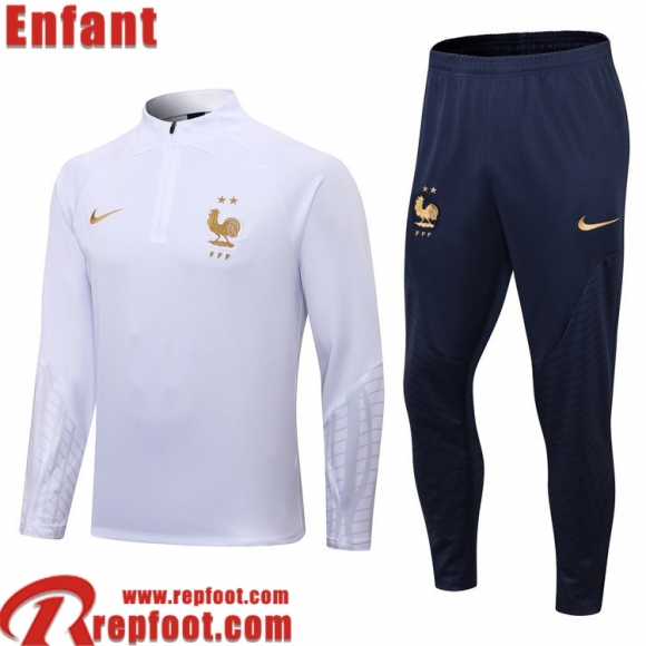 France Survetement de Foot Blanc Enfant 22 23 TK273