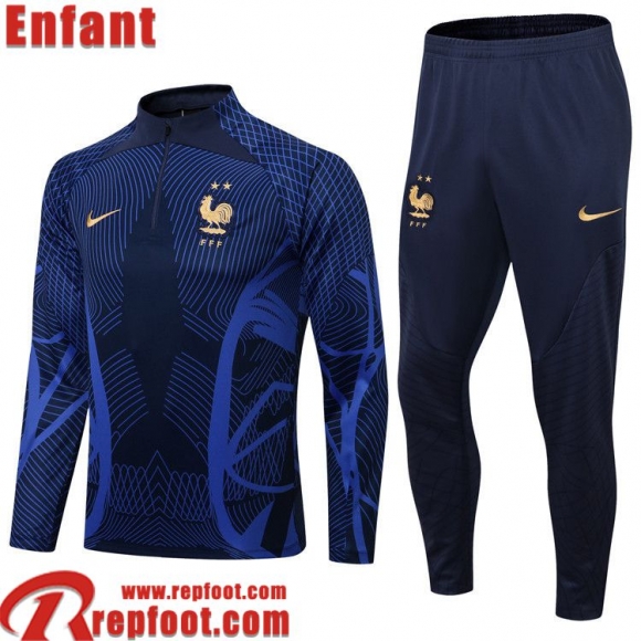 France Survetement de Foot bleu marin Enfant 22 23 TK276