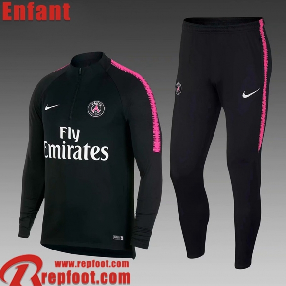 PSG Survetement de Foot noir Enfant 18 19 TK287