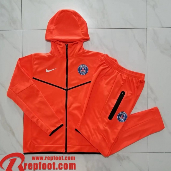 PSG Veste Foot - Sweat A Capuche orange Homme 22 23 JK424