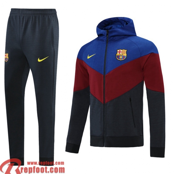 Barcelone Veste Foot - Sweat A Capuche Homme Bleu Noir 2021 2022 JK110