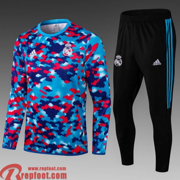 Real Madrid Survetement Foot Homme bleu rouge 2021 2022 TG56