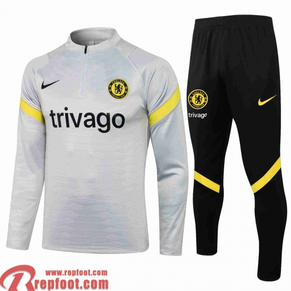 Chelsea Survetement Foot Homme gris clair 2021 2022 TG70