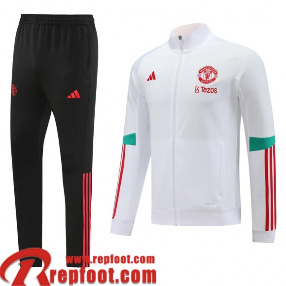 Manchester United Veste Foot Blanc Homme 23 24 JK741  Manchester United Veste Foot Blanc Homme 23 24 JK741