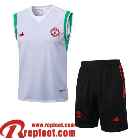 Manchester United Survetement Sans manches Blanc Homme 23 24 TG890