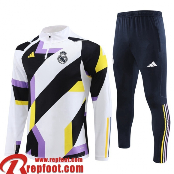 Real Madrid Survetement de Foot blanc noir Homme 23 24 TG916