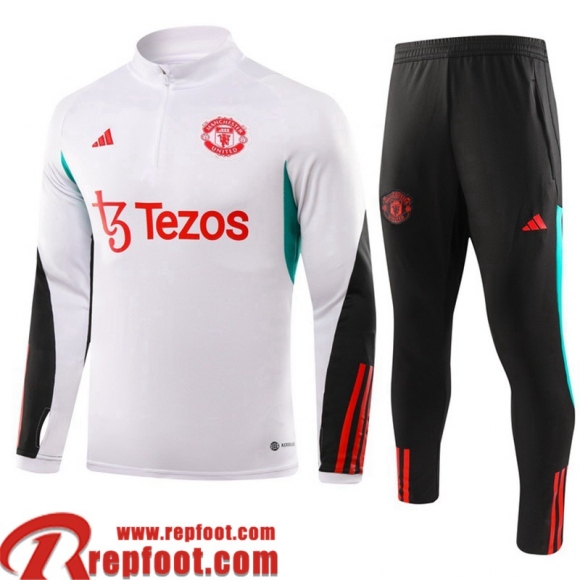 Manchester United Survetement de Foot Blanc Homme 23 24 TG996