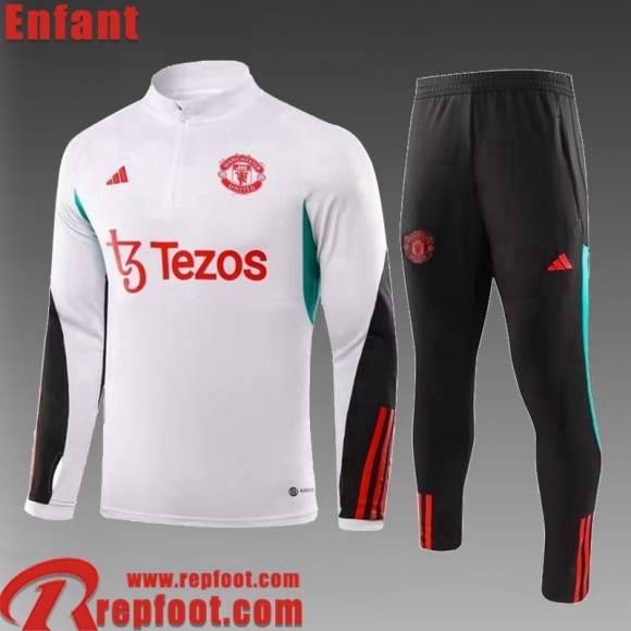 Manchester United Survetement de Foot Blanc Enfant 23 24 TK713