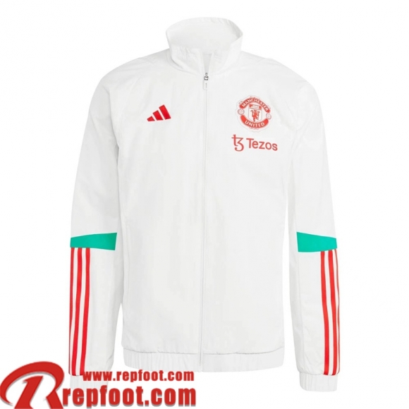 Manchester United Coupe Vent Blanc Homme 23 24 WK564  Manchester United Coupe Vent Blanc Homme 23 24 WK564