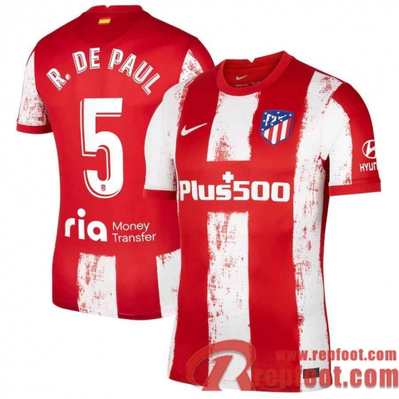 Atletico Madrid Maillot De Foot Domicile 21 22 Homme # R. De Paul 5