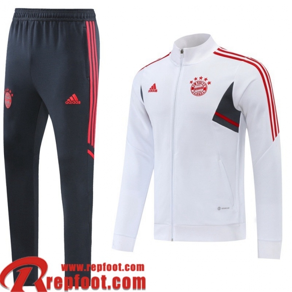 Veste Foot Bayern Munich Blanc Homme 22 23 JK450  Veste Foot Bayern Munich Blanc Homme 22 23 JK450