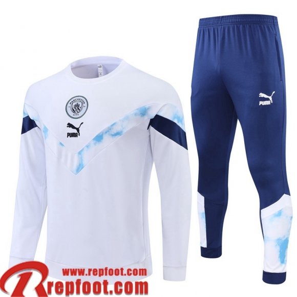 Survetement de Foot Manchester City Blanc Homme 22 23 TG310