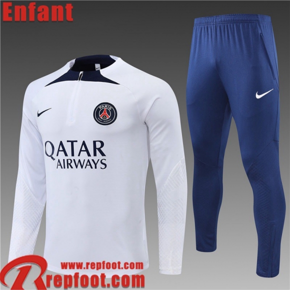 Survetement de Foot PSG Blanc Enfant 22 23 TK319