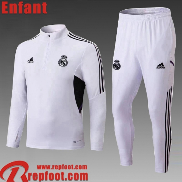 Survetement de Foot Real Madrid Blanc Enfant 22 23 TK347