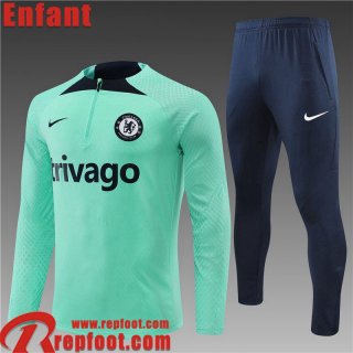 Survetement de Foot Chelsea vert clair Enfant 22 23 TK352